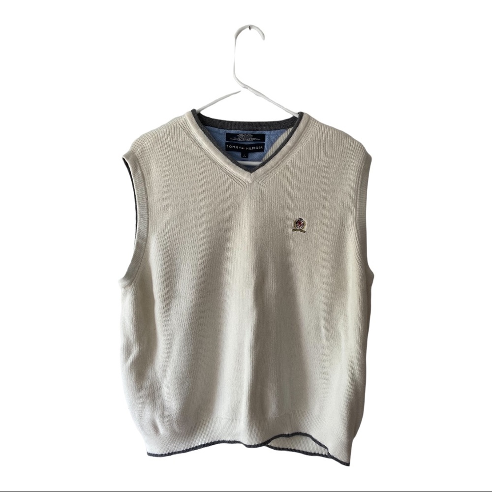 White Tommy-Hilfiger V-Neck Sweater Vest